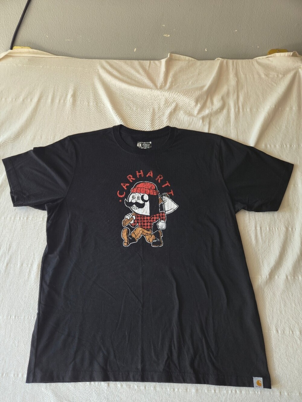 Carhartt Black Relaxed Fit XL T-Shirt with Lumberjack Penguin Graphic